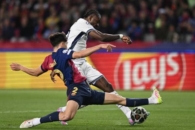Db Barcellona 30 04 2025 - Champions League Barcellona-Inter foto Daniele Buffa Image nella foto: Marcus Thuram-Pau Cubarsi 