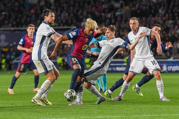 UEFA Champions League semifinal first leg FC Barcelona, Barca vs Inter at Montjuic Olympic Stadium in Barcelona, Spain 30 April 2025 Lamine Yamal 900 Cordon Press  900 CordonxPress LOF - UEFA Champions League semifinal FC Barcelona vs Inter