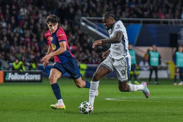 9 Marcus Thuram of Inter in action during Round 1 of Semifinal, UEFA Champions League 24 25 at Stadio olimpico Lluis Companys. Barcellona  Copyright: xAndreaxAmato IPAxSportx xipa-agency.netx xx IPA_57105824 IPA_Agency_IPA57105824