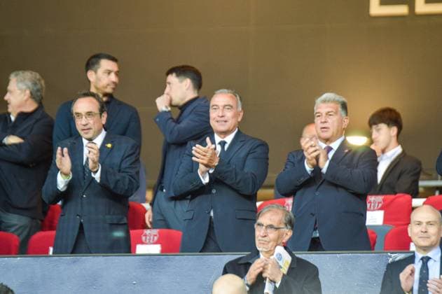 La Porte, President of Barcellona FC, in tribune for Round 1 of Semifinal, UEFA Champions League 24 25 at Stadio olimpico Lluis Companys. Barcellona  Copyright: xAndreaxAmato IPAxSportx xipa-agency.netx xx IPA_57105885 IPA_Agency_IPA57105885