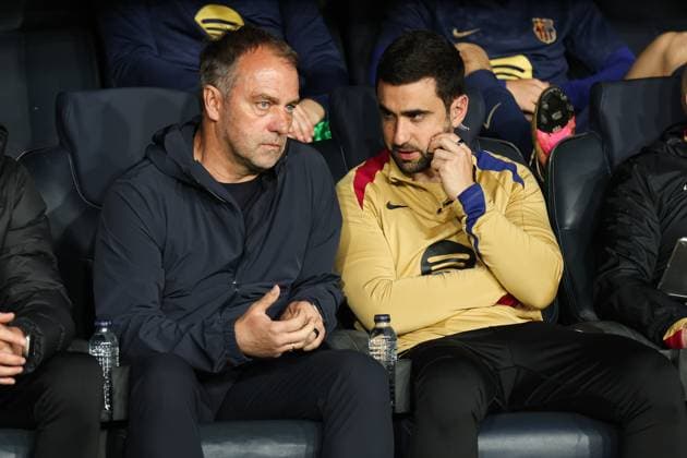 April 30, 2025, Barcelona, Barcelona, SPAIN: Hansi Flick, head coach of FC Barcelona, Barca looks on during the UEFA Champions League 2024 25 Semi Final First leg, match between FC Barcelona and FC Internazionale Milano at Estadi Olimpic Lluis Companys on April 30, 2025 in Barcelona, Spain. Barcelona SPAIN - ZUMAa181 20250430_zaa_a181_357 Copyright: xIrinaxR.xHipolitox