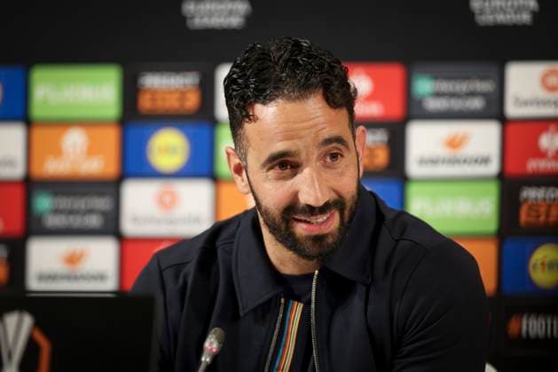 Manchester United, ManU FC press conference, PK, Pressekonferenz Bilbao Manchester United Manager Ruben Amorim during the Manchester United FC Press Conference ahead of the UEFA Europa League Semi-Final 1st Leg between Athletic Club and Manchester United FC, at Estadio de San MamÃ s, Bilbao, Spain on 30 April 2025 Credit: Phil Duncan Every Second Media Editorial use only. All images are copyright Every Second Media Limited. No images may be reproduced without prior permission. Copyright: xIMAGO EveryxSecondxMediax ESM-1451-0013 PhilxDuncanx xEveryxSecondxMediax