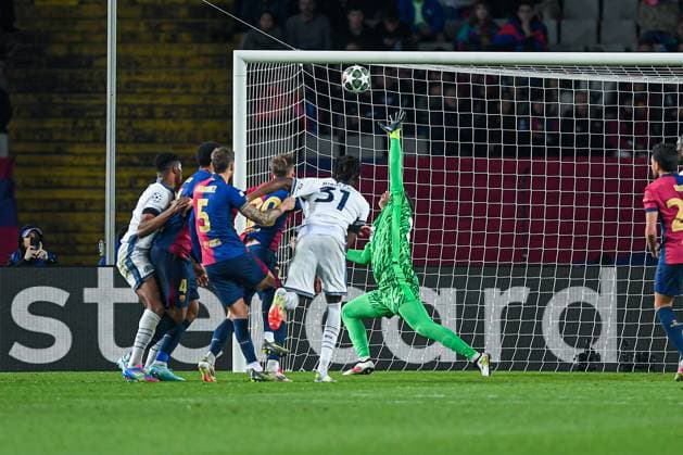 FC Barcelona, Barca v INTER MILAN OLIMPIC STADIUM LLUIS COMPANYS. MONTJUIC,BARCELONA. APRIL 30,2025 FC BARCELONA vs FC INTER MILAN April 30,2025 (02) Denzel Dumfries of Inter Milan scores his team s third goal during the UEFA Champions League semi-final match between FC Barcelona and Inter Milan at Olimpic Stadium Lluis Companys of MontjuÃ¯c in Barcelona, Spain. Barcelona ESP Copyright: xS.xRosx
