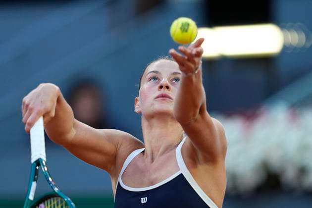 April 30, 2025, Madrid, Madrid, Spain: Marta Kostiuk of Ukraine in action against Aryna Sabalenka of Belarus during the Mutua Madrid Open 2025, ATP, Tennis Herren Masters 1000 and WTA, Tennis Damen 1000 tennis tournament, celebrated at Caja Magica on April 30, 2025 in Madrid, Spain. Madrid Spain - ZUMAa181 20250430_zaa_a181_394 Copyright: xOscarxJ.xBarrosox