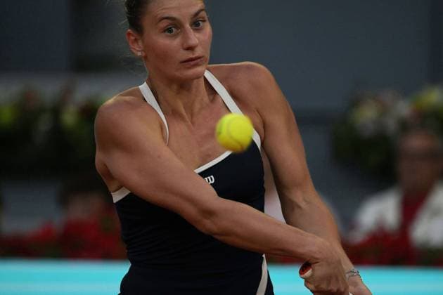 April 30, 2025, Madrid, Madrid, Spain: MARTA KOSTIUK of Ukraine plays against ARYNA SABALENKA of Belarus during their match at La Caja MagicaÃ‚ Madrid Spain - ZUMAd308 20250430_zsp_d308_024 Copyright: xJuanxCarlosxLucasx