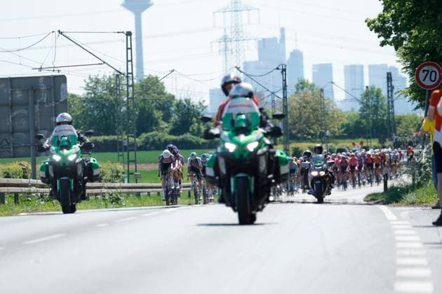 01 05 2025 Cycling Cycling Race Eschborn Frankfurt Main here several minutes ahead of the main field of the ELITE group breakaway leading duo at Oberursel Frankfurter Landstraße Eschborn Frankfurt Hessen Germany