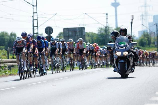 01 05 2025 Cycling Cycling Race Eschborn Frankfurt Main here several minutes ahead of the main field of the ELITE group breakaway leading duo at Oberursel Frankfurter Landstraße Eschborn Frankfurt Hessen Germany
