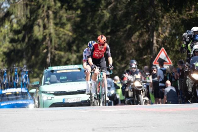 01 05 2025, xhfmx, Radsport Radklassiker 2025, Frankfurt Eschborn The leading duo Pierre Thierry Arkea B B Hotels crosses the Feldberg DFL DFB REGULATIONS PROHIBIT ANY USE OF PHOTOGRAPHS as IMAGE SEQUENCES and or QUASI VIDEO Frankfurt am Main
