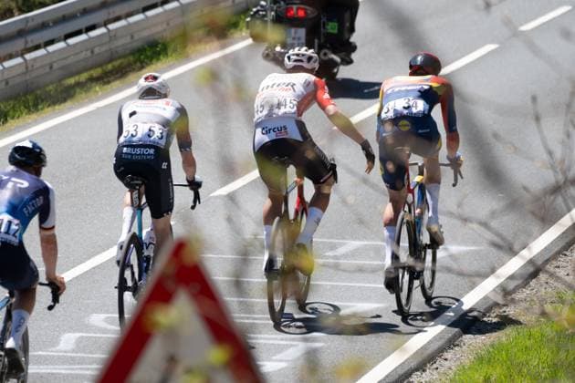 01 05 2025, xhfmx, Radsport Radklassiker 2025, Frankfurt Eschborn v l Michael Gogl Alpecin Deceuninck, Paul Magnier Soudal Quick Step , Tim Declercq Lidl Trek at the descent of the Feldberg DFL DFB REGULATIONS PROHIBIT ANY USE OF PHOTOGRAPHS as IMAGE SEQUENCES and or QUASI VIDEO Frankfurt am Main