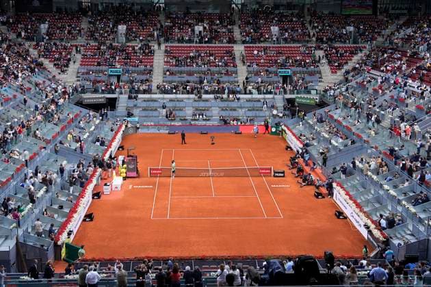 May 1, 2025, Madrid, Madrid, Spain: General view of the Manolo Santana court during the match between Daniil Medvedev of Russia and Casper Ruud of Norway during the Mutua Madrid Open 2025, ATP, Tennis Herren Masters 1000 and WTA, Tennis Damen 1000 tennis tournament, celebrated at Caja Magica on May 01, 2025 in Madrid, Spain. Madrid Spain - ZUMAa181 20250501_zaa_a181_001 Copyright: xOscarxJ.xBarrosox