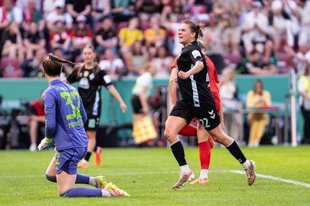 GER, DFB Pokal Final Women, FC Bayern Werder Bremen 01 05 2025, RheinEnergieSTADION, Cologne, GER, DFB Pokal Final Women, FC Bayern Werder Bremen in the picture Goal celebration cheering about the goal for the 1-2 tie by Rieke Dieckmann SV Werder Bremen, 22 nordphotoxGmbHxx xChristianxSchulze nph000300
