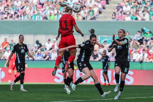 Soccer DFB Cup Womens Final FC Bayern Munich SV Werder Bremen on 01 05 2025 at RheinEnergieStadion in Cologne Lea Schüller Munich scores to 3 1 DFB regulations prohibit any use of photographs as image sequences and or quasi video xJRx