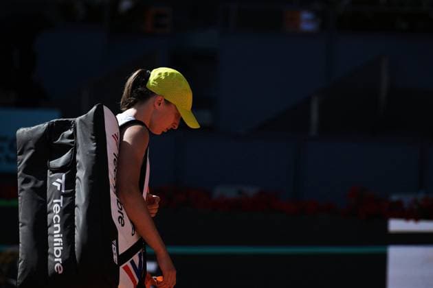 May 1, 2025, Madrid, Madrid, Spain: COCO GAUFF of USA celebrates victory in her Women s Singles Semi-Final match against IGA SWIATEK of Poland on Day Ten of the Mutua Madrid Open at La Caja Magica. Madrid Spain - ZUMAd308 20250501_zsp_d308_026 Copyright: xJuanxCarlosxLucasx
