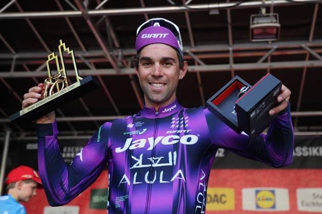 Award ceremony , 1st place Michael Matthews, AUS Team Jayco Alula Jay AUS wins , RADSPORT Rennen Eschborn Frankfurt der Radklassiker , 01 05 2025, Cycling 1 May,
