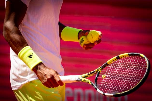 Felix Auger-Aliassime Vs Andrea Pellegrino - Millennium Estoril Open 2025 Felix Auger-Aliassime from Canada competes against Andrea Pellegrino from Italy during the Millennium Estoril Open ATP, Tennis Herren Challenger 175 tennis tournament at Estoril Tennis Club in Estoril, Portugal, on May 1, 2025. Lisbon Portugal  Copyright: xNunoxCruzx originalFilename:cruz-felixaug250501_npHUn.jpg