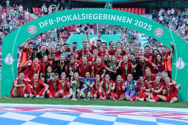 Soccer DFB Cup Women Final FC Bayern Munich SV Werder Bremen on 01 05 2025 at RheinEnergieStadion in Cologne Winner photo Munich DFB regulations prohibit any use of photographs as image sequences and or quasi video xJRx