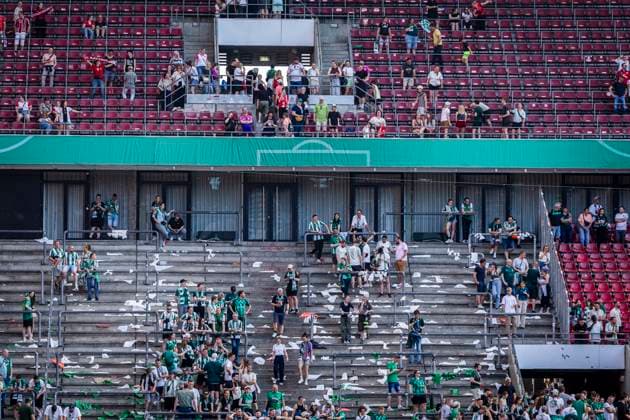 GER, DFB Pokalfinale, FC Bayern Muenchen vs Werder Bremen 01 05 2025, Rhein Energie Stadion, GER, DFB Pokalfinale, FC Bayern Muenchen vs Werder Bremen im Bild Empty block of Werder fans, nordphotoxGmbHx xRauch nph00251