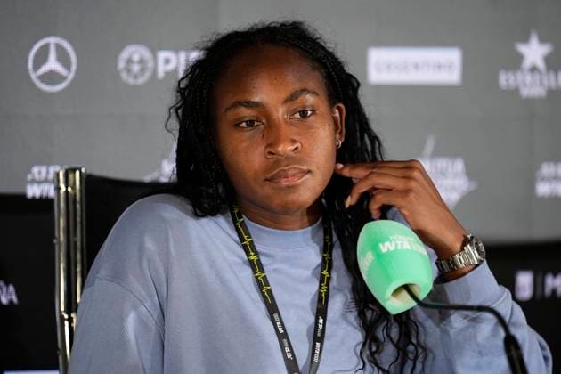 May 1, 2025, Madrid, Madrid, Spain: Coco Gauff of USA attends her press conference, PK, Pressekonferenz after winning against Iga Swiatek of Poland during the Mutua Madrid Open 2025, ATP, Tennis Herren Masters 1000 and WTA, Tennis Damen 1000 tennis tournament, celebrated at Caja Magica on May 01, 2025 in Madrid, Spain. Madrid Spain - ZUMAa181 20250501_zaa_a181_144 Copyright: xOscarxJ.xBarrosox