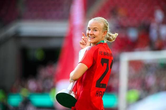 COLOGNE, GERMANY - 1 MAY, 2025: Pernille Harder - The DFB-Pokal Frauen (Germany Women Cup) match FC Bayern Munich vs SV Werder Bremen at Rhein Energie Stadion.  Copyright: xx