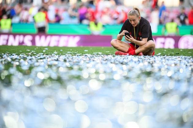 COLOGNE, GERMANY - 1 MAY, 2025: Lea Schuller - The DFB-Pokal Frauen (Germany Women Cup) match FC Bayern Munich vs SV Werder Bremen at Rhein Energie Stadion.  Copyright: xx