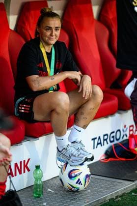COLOGNE, GERMANY - 1 MAY, 2025: Georgia Stanway - The DFB-Pokal Frauen (Germany Women Cup) match FC Bayern Munich vs SV Werder Bremen at Rhein Energie Stadion.  Copyright: xx