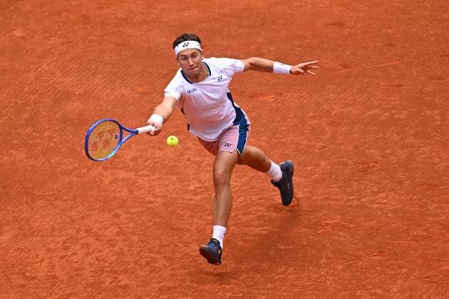 Mutua Madrid Open - Spain Casper Ruud (NOR) during his quarter round match at the Mutua Madrid Open in Madrid , Spain, on Mayl, 1, 2025. Photo by Corinne Dubreuil ABACAPRESS.COM Madrid Spain  Copyright: xDubreuilxCorinne ABACAx
