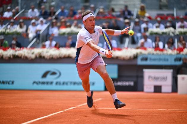 Mutua Madrid Open - Spain Casper Ruud (NOR) during his quarter round match at the Mutua Madrid Open in Madrid , Spain, on Mayl, 1, 2025. Photo by Corinne Dubreuil ABACAPRESS.COM Madrid Spain  Copyright: xDubreuilxCorinne ABACAx