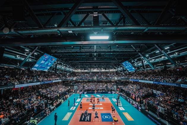 Volleyball Men Season 2024 2025 1 Volleyball Bundesliga Men Final SVG Lüneburg vs BERLIN RECYCLING Volleys 01 05 2025 The Sold Out LKH Arena Lüneburg LKH Arena Niedersachsen Germany