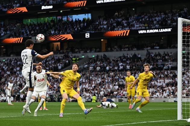 Tottenham Hotspur v Bodo Glimt Europa League 01 05 2025. Semi-Final leg 1 of 2 **GOAL** Tottenham Hotspur midfielder Brennan Johnson (22) GOAL scores 1-0 during the Europa League semi final first leg match between Tottenham Hotspur and Bodo Glimt at Tottenham Hotspur Stadium, London, United Kingdom on 1 May 2025. London Tottenham Hotspur Stadium London United Kingdom Editorial use only , Copyright: xSimonxTraylenx PSI-21977-0002