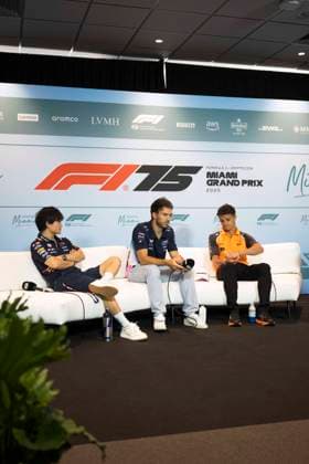 F1 - MIAMI GRAND PRIX 2025 TSUNODA Yuki (jap), Red Bull Racing RB21, GASLY Pierre (fra), Alpine F1 Team A525, NORRIS Lando (gbr), McLaren F1 Team MCL39, portrait during the Formula 1 Crypto.com Miami Grand Prix 2025, 6th round of the 2025 FIA Formula One World Championship, WM, Weltmeisterschaft from May 2 to 4, 2025 on the Miami International Autodrome, in Miami Gardens, Florida, United States of America - Miami GardensUnited States Copyright: xCharlyxLopezx