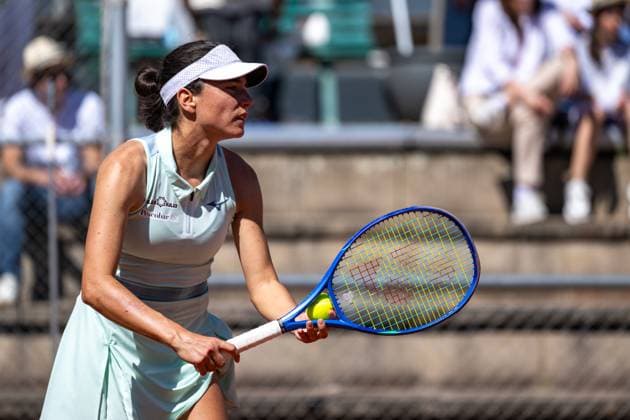 01 05 2025, GER, Women, ITF World Tennis Tour Wiesbaden Tennis Open Round of Last 16 Singles Miriam Bianca Bulgaru ROU during the match Wiesbaden Nordenstadt T2 Sports Health Club Hessen Germany