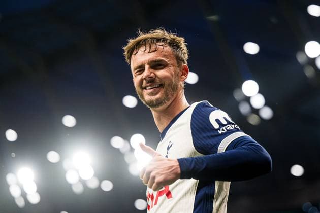 250501 James Maddison of Tottenham during the UEFA Europa League semi final football match between Tottenham and Bodo Glimt on May 1, 2025 in London Photo Marius Simensen BILDBYRAN COP 238 MM0042 bbeng bodo glimt football fotball fotboll semi final semifinale soccer spurs tottenham tottenham hotspur fc uefa europa league  Copyright: MARIUSxSIMENSEN BB250501BB696