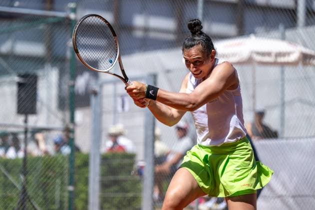 01 05 2025, GER, Women, ITF World Tennis Tour Wiesbaden Tennis Open Round of Last 16 Singles Susan Bandecchi SUI during the match Wiesbaden Nordenstadt T2 Sports Health Club Hessen Germany