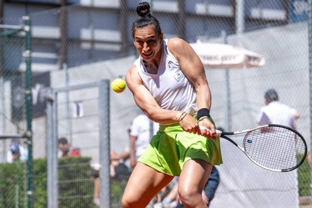 01 05 2025, GER, Women, ITF World Tennis Tour Wiesbaden Tennis Open Round of Last 16 Singles Susan Bandecchi SUI during the match Wiesbaden Nordenstadt T2 Sports Health Club Hessen Germany