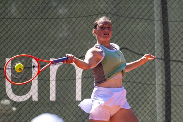 01 05 2025, GER, Women, ITF World Tennis Tour Wiesbaden Tennis Open Round of Last 16 Singles Anna Siskova CZE during the match Wiesbaden Nordenstadt T2 Sports Health Club Hessen Germany