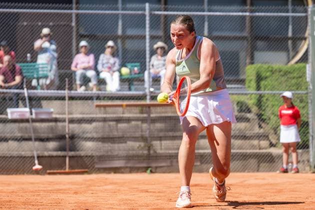 01 05 2025, GER, Women, ITF World Tennis Tour Wiesbaden Tennis Open Round of Last 16 Singles Anna Siskova CZE during the match Wiesbaden Nordenstadt T2 Sports Health Club Hessen Germany