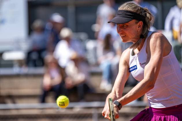 01 05 2025, GER, Women, ITF World Tennis Tour Wiesbaden Tennis Open Round of the last 16 Singles Mona Barthel GER during the match Wiesbaden Nordenstadt T2 Sports Health Club Hessen Germany