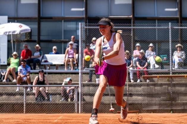 01 05 2025, GER, Women, ITF World Tennis Tour Wiesbaden Tennis Open Round of the last 16 Singles Mona Barthel GER during the match Wiesbaden Nordenstadt T2 Sports Health Club Hessen Germany