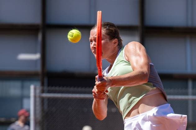 01 05 2025, GER, Women, ITF World Tennis Tour Wiesbaden Tennis Open Round of Last 16 Singles Anna Siskova CZE during the match Wiesbaden Nordenstadt T2 Sports Health Club Hessen Germany