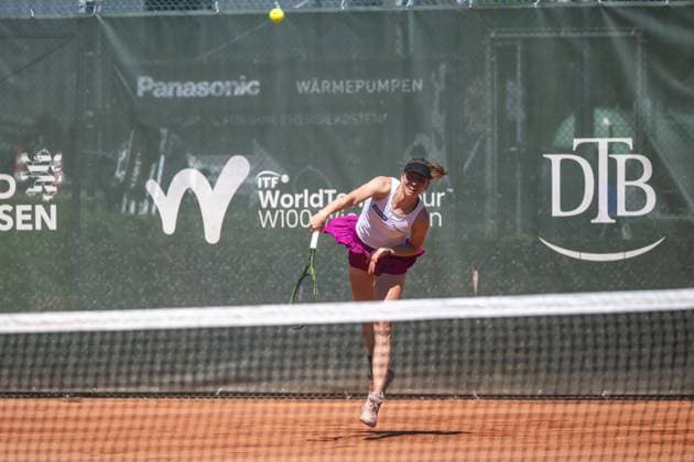 01 05 2025, GER, Women, ITF World Tennis Tour Wiesbaden Tennis Open Round of the last 16 Singles Mona Barthel GER during the match Wiesbaden Nordenstadt T2 Sports Health Club Hessen Germany