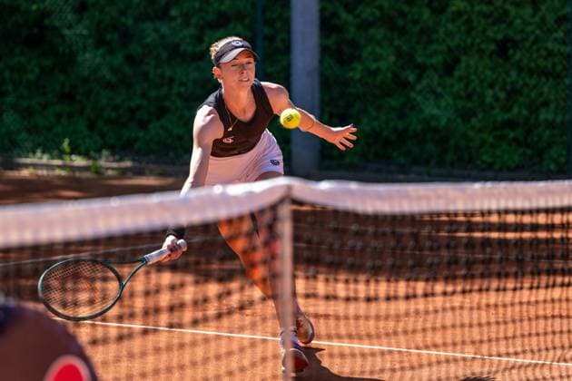 01 05 2025, GER, Women, ITF World Tennis Tour Wiesbaden Tennis Open Round of the last 16 Singles Simona Waltert SUI during the match Wiesbaden Nordenstadt T2 Sports Health Club Hessen Germany