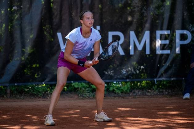 01 05 2025, GER, Women, ITF World Tennis Tour Wiesbaden Tennis Open Round of Last 16 Singles Hanne Vandewinkel BEL during the match Wiesbaden Nordenstadt T2 Sports Health Club Hessen Germany