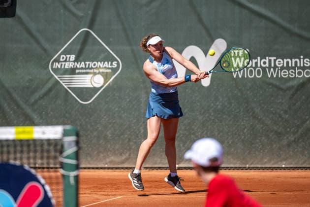 01 05 2025, GER, Women, ITF World Tennis Tour Wiesbaden Tennis Open Round of the last 16 Singles Anna Lena Friedsam GER during the match Wiesbaden Nordenstadt T2 Sports Health Club Hessen Germany