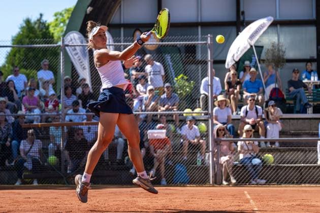 01 05 2025, GER, Women, ITF World Tennis Tour Wiesbaden Tennis Open Round of the last 16 Singles Julia Grabher AUT during the match Wiesbaden Nordenstadt T2 Sports Health Club Hessen Germany
