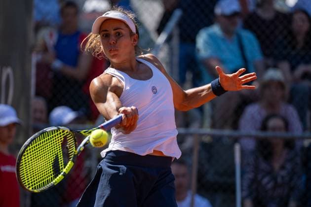 01 05 2025, GER, Women, ITF World Tennis Tour Wiesbaden Tennis Open Round of the last 16 Singles Julia Grabher AUT during the match Wiesbaden Nordenstadt T2 Sports Health Club Hessen Germany