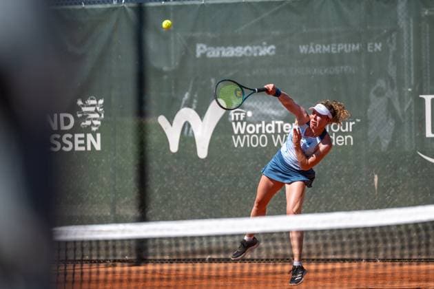 01 05 2025, GER, Women, ITF World Tennis Tour Wiesbaden Tennis Open Round of the last 16 Singles Anna Lena Friedsam GER during the match Wiesbaden Nordenstadt T2 Sports Health Club Hessen Germany
