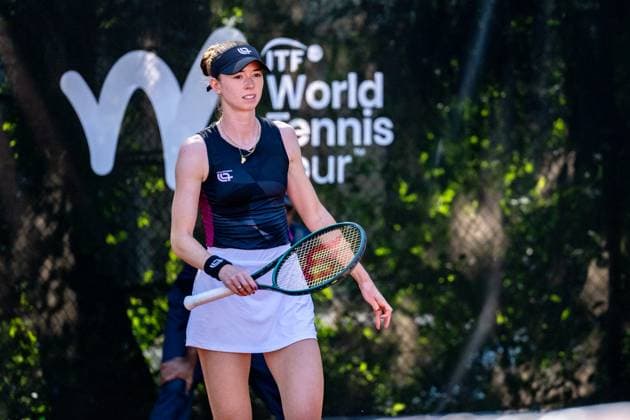 01 05 2025, GER, Women, ITF World Tennis Tour Wiesbaden Tennis Open Round of the last 16 Singles Simona Waltert SUI during the match Wiesbaden Nordenstadt T2 Sports Health Club Hessen Germany