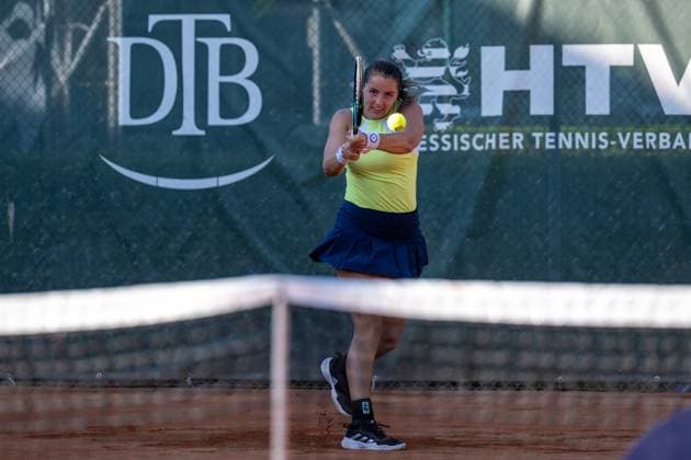 01 05 2025, GER, Women, ITF World Tennis Tour Wiesbaden Tennis Open Round of Last 16 Singles Jodie Anna Burrage GBR during the match Wiesbaden Nordenstadt T2 Sports Health Club Hessen Germany