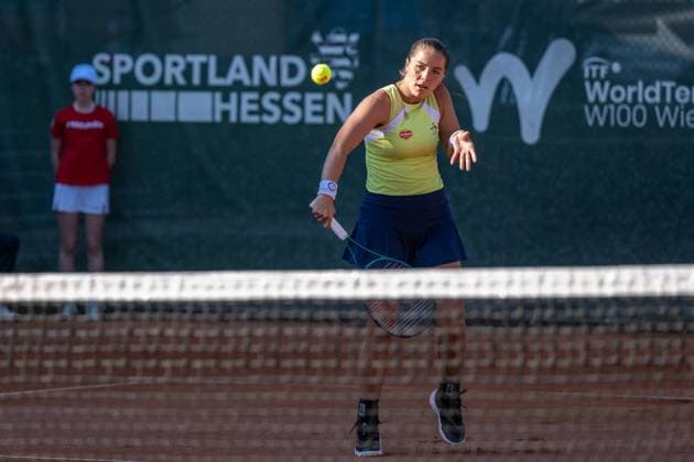 01 05 2025, GER, Women, ITF World Tennis Tour Wiesbaden Tennis Open Round of Last 16 Singles Jodie Anna Burrage GBR during the match Wiesbaden Nordenstadt T2 Sports Health Club Hessen Germany