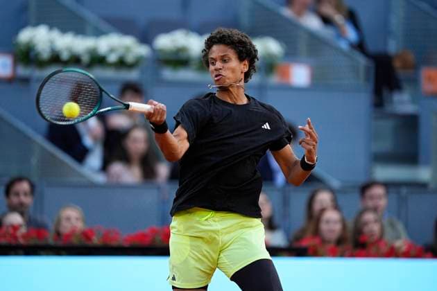 May 1, 2025, Madrid, Madrid, Spain: Gabriel Diallo of Canada in action against Lorenzo Musetti of Italy during the Mutua Madrid Open 2025, ATP, Tennis Herren Masters 1000 and WTA, Tennis Damen 1000 tennis tournament, celebrated at Caja Magica on May 01, 2025 in Madrid, Spain. Madrid Spain - ZUMAa181 20250501_zaa_a181_251 Copyright: xOscarxJ.xBarrosox